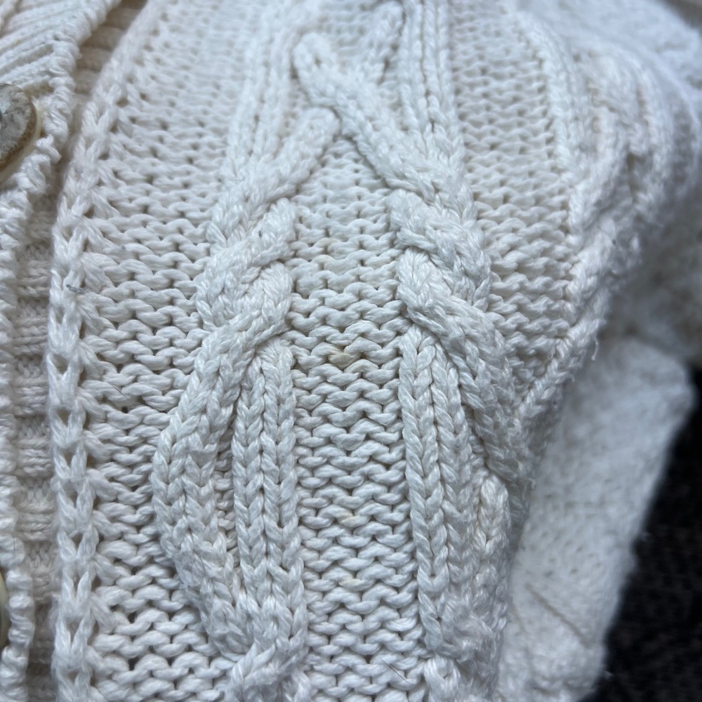 Vintage Parkhurst Sweater Womens Large Cream Cable Knit Cardigan Cotton Blend - Picture 6 of 8
